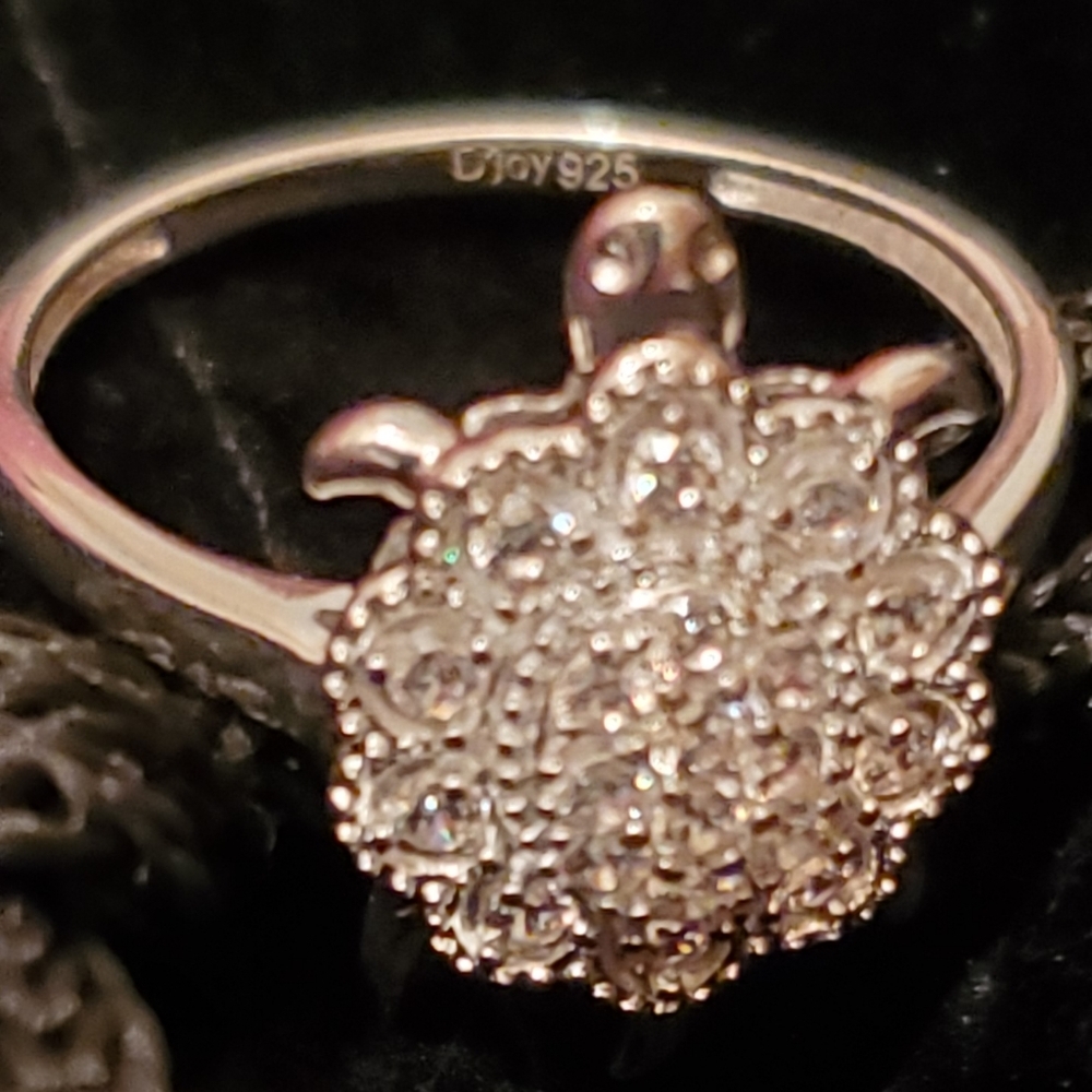 Diamond Sterling Silver Turtle Ring 0.5 ctw - Picture 3 of 10